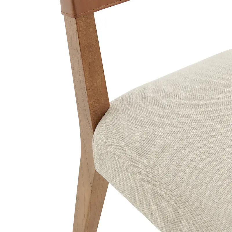Sedia da pranzo in similpelle e lino, set da 2, gambe in legno massello