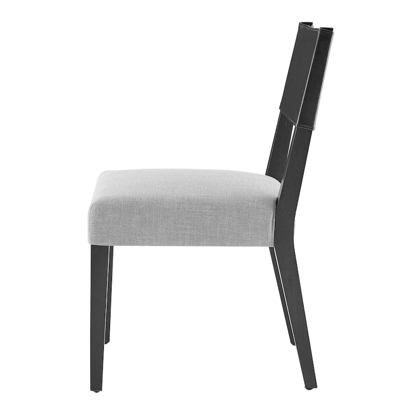 Sedia da pranzo in similpelle e lino, set da 2, gambe in legno massello