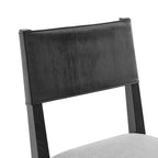 Sedia da pranzo in similpelle e lino, set da 2, gambe in legno massello