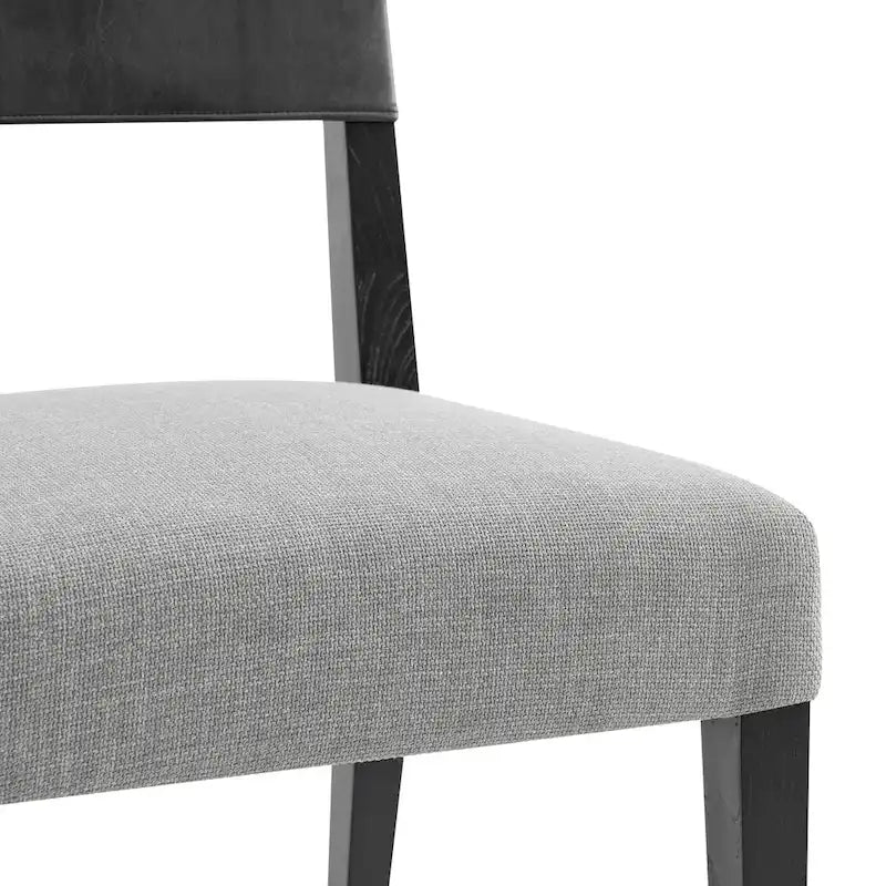 Sedia da pranzo in similpelle e lino, set da 2, gambe in legno massello