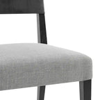 Sedia da pranzo in similpelle e lino, set da 2, gambe in legno massello