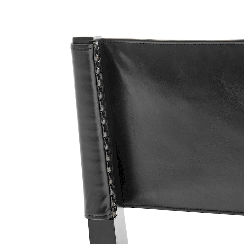 Sedia da pranzo in similpelle e lino, set da 2, gambe in legno massello