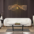 Divano imbottito Sherpa da 229 cm, Bouclé oversize, gambe in rovere naturale