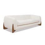 Divano imbottito Sherpa da 229 cm, Bouclé oversize, gambe in rovere naturale