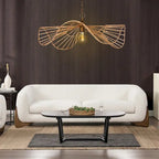 Divano imbottito Sherpa da 229 cm, Bouclé oversize, gambe in rovere naturale