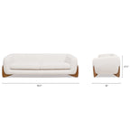 Divano imbottito Sherpa da 229 cm, Bouclé oversize, gambe in rovere naturale