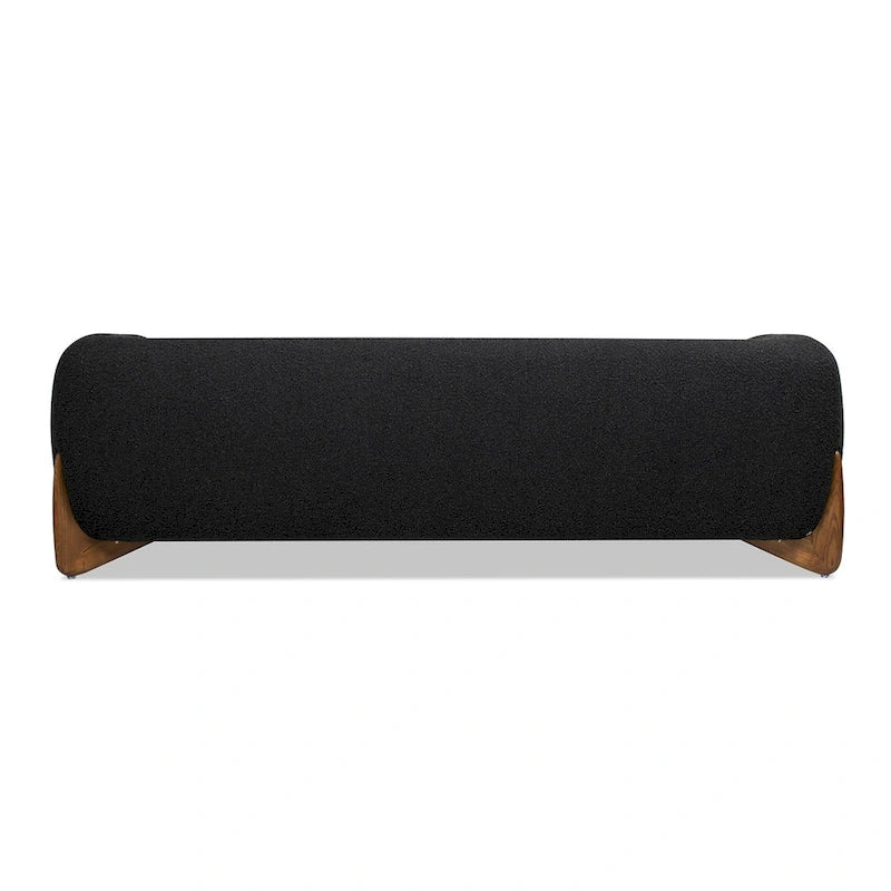Divano imbottito Sherpa da 229 cm, Bouclé oversize, gambe in rovere naturale