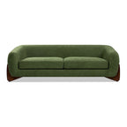 Divano imbottito Sherpa da 229 cm, Bouclé oversize, gambe in rovere naturale