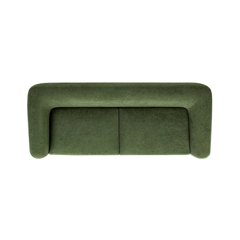 Divano imbottito Sherpa da 229 cm, Bouclé oversize, gambe in rovere naturale