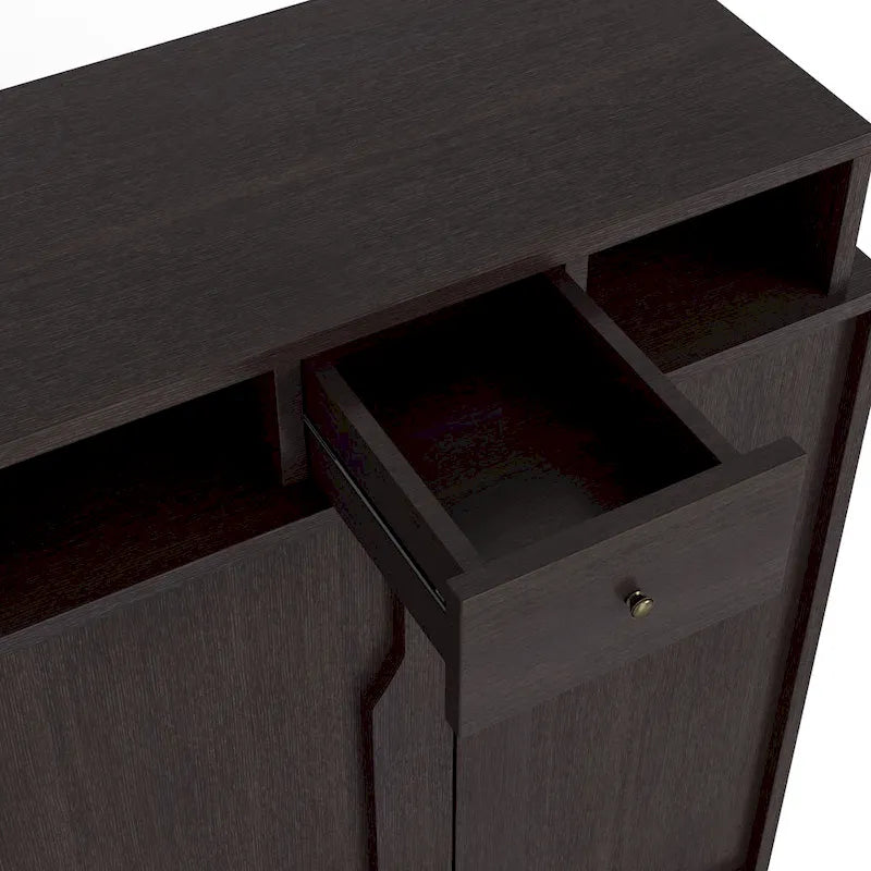 Scarpiera Contemporanea Espresso a 5 Ripiani con Cassetto, Ante in Stile Shaker