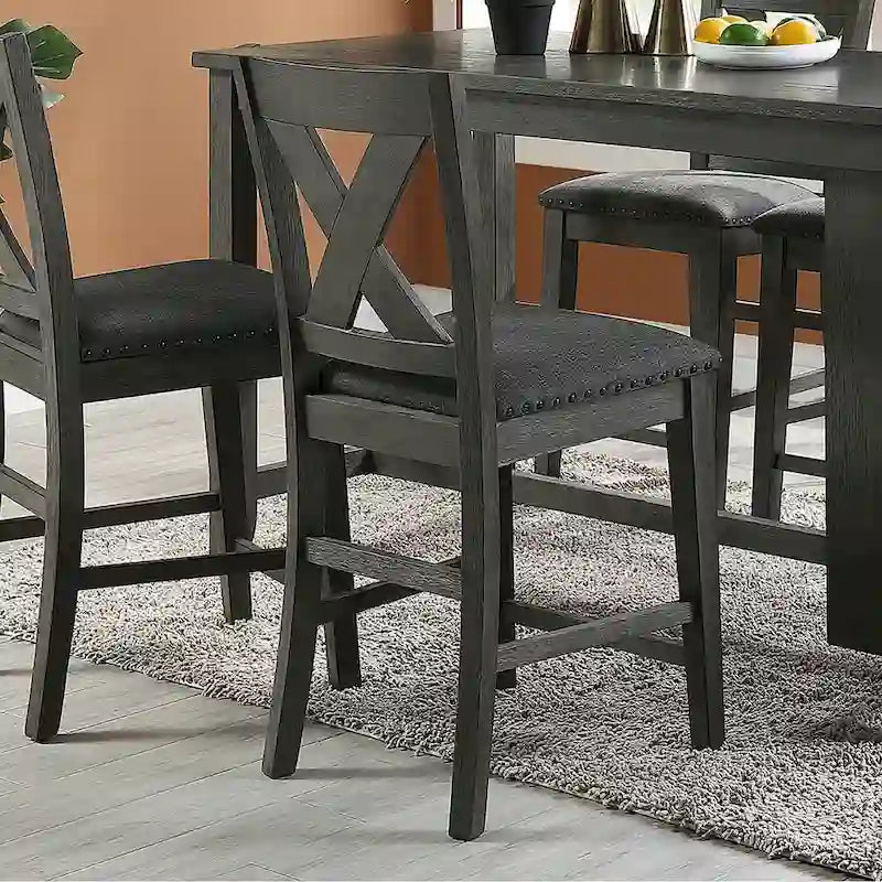 Sedie da bancone con schienale a croce, grigio scuro