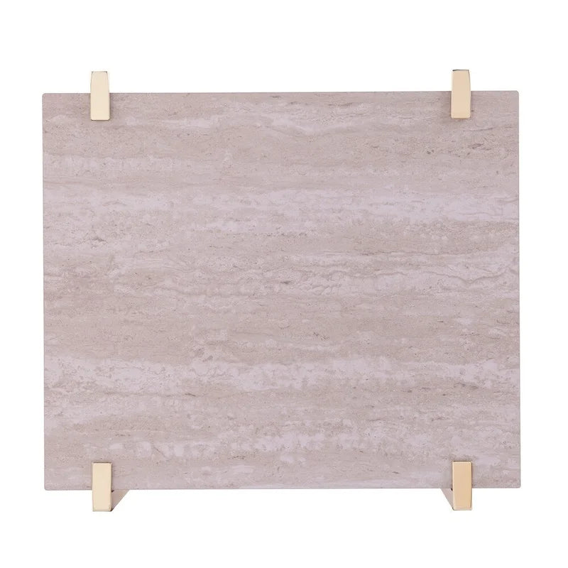 Tavolino Quadrato con Ripiano Portaoggetti Effetto Marmo, Base a X, a Due Livelli