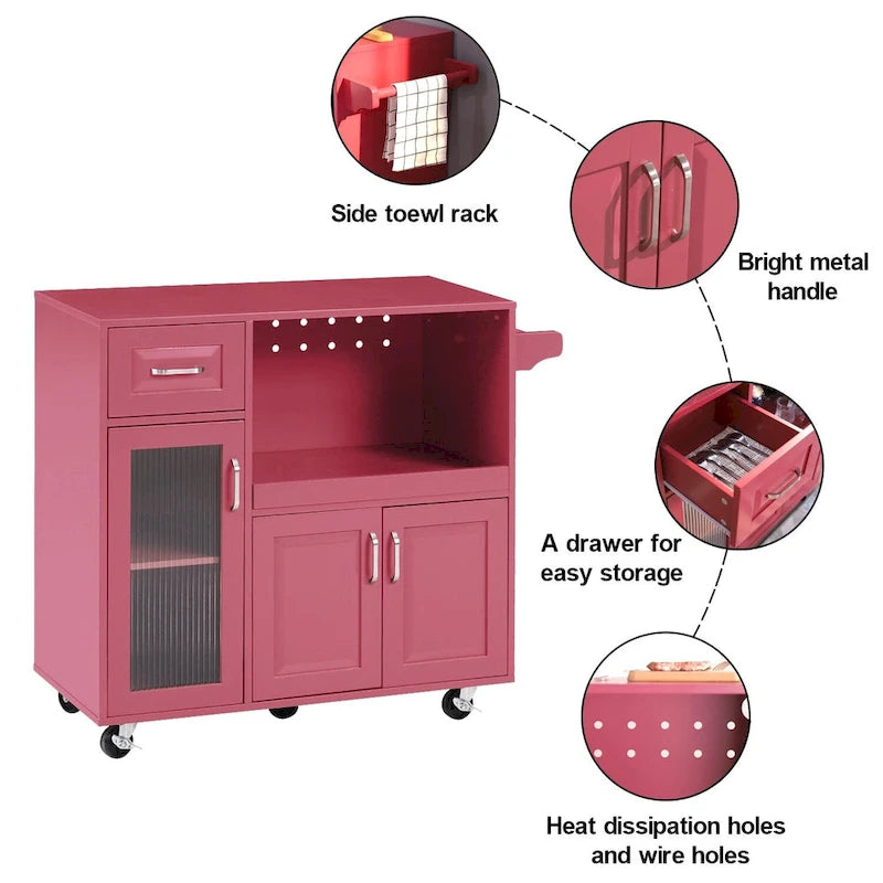Carrello da cucina multifunzione con portasciugamani, ampio spazio di archiviazione