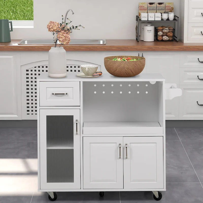 Carrello da cucina multifunzione con portasciugamani, ampio spazio di archiviazione