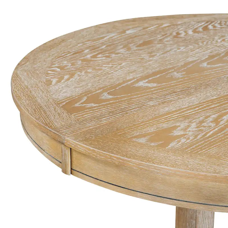Set da pranzo 5 pezzi con tavolo rotondo allungabile e 4 sedie imbottite, Set da pranzo stile rustico