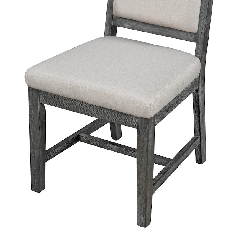 Set da pranzo 5 pezzi con tavolo rotondo allungabile e 4 sedie imbottite, Set da pranzo stile rustico