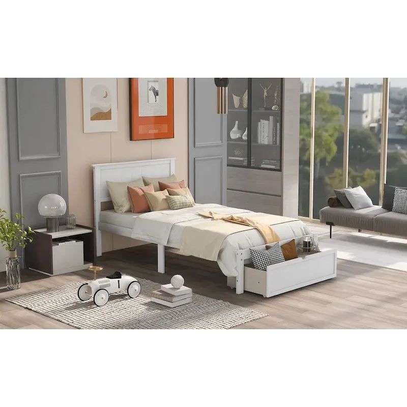 Letto a piattaforma moderno con cassetto sottoletto