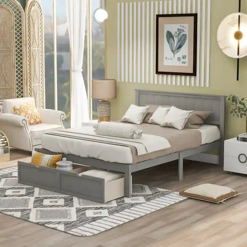 Letto a piattaforma moderno con cassetto sottoletto