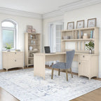 Suite ufficio Salinas con scrivania a L da 60W in bianco antico
