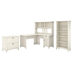 Suite ufficio Salinas con scrivania a L da 60W in bianco antico