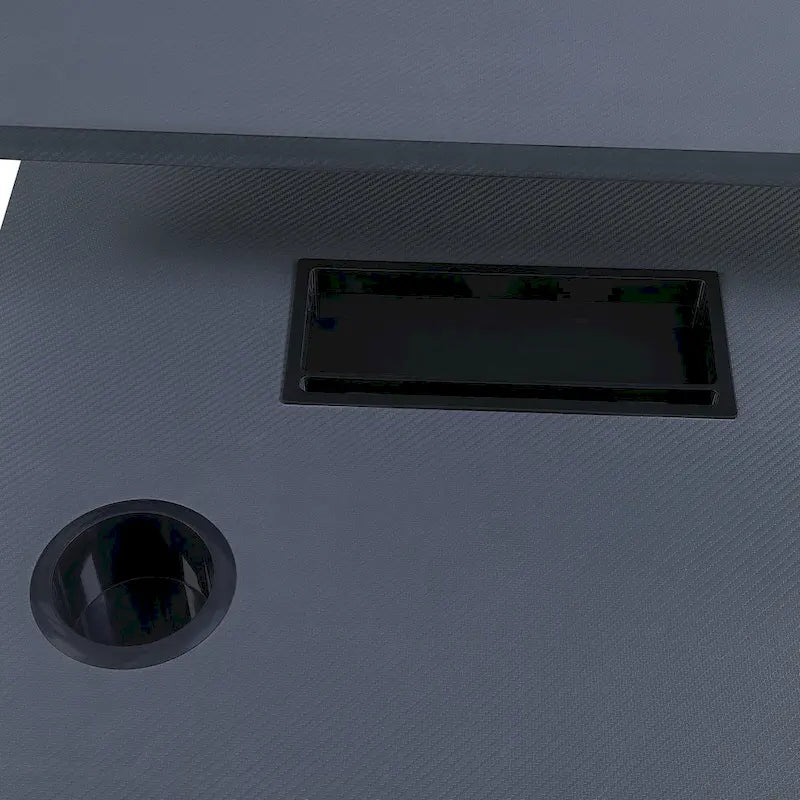 Scrivania da gaming contemporanea da 48 pollici con luci LED RGB, ripiano per monitor e hub di ricarica USB