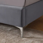 Struttura Letto a Piattaforma Queen Size in Velluto, Testiera capitonné, Gambe in Metallo da 15 cm