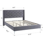 Struttura Letto a Piattaforma Queen Size in Velluto, Testiera capitonné, Gambe in Metallo da 15 cm
