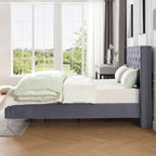 Struttura Letto a Piattaforma Queen Size in Velluto, Testiera capitonné, Gambe in Metallo da 15 cm