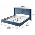 Struttura Letto a Piattaforma Queen Size in Velluto, Testiera capitonné, Gambe in Metallo da 15 cm