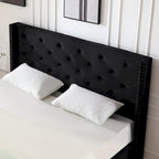 Struttura Letto a Piattaforma Queen Size in Velluto, Testiera capitonné, Gambe in Metallo da 15 cm