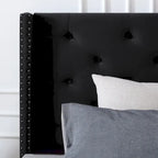 Struttura Letto a Piattaforma Queen Size in Velluto, Testiera capitonné, Gambe in Metallo da 15 cm