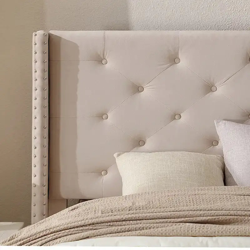 Struttura Letto a Piattaforma Queen Size in Velluto, Testiera capitonné, Gambe in Metallo da 15 cm
