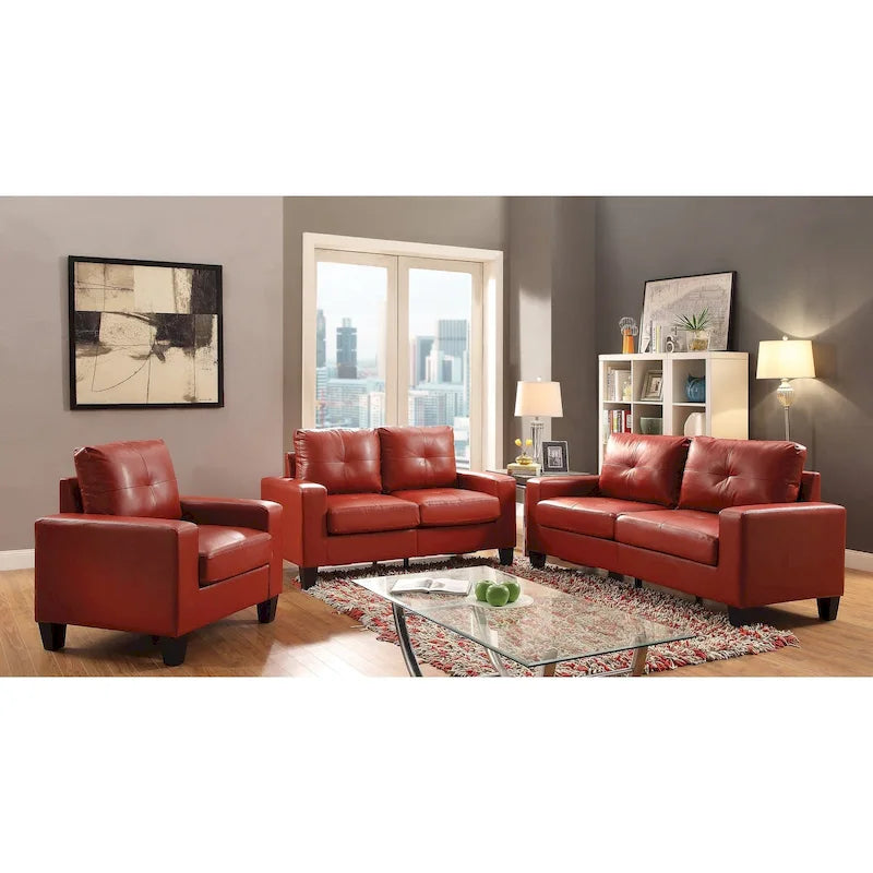 Divano lineare Newbury in similpelle con braccioli svasati - 32L x 71W x 36H
