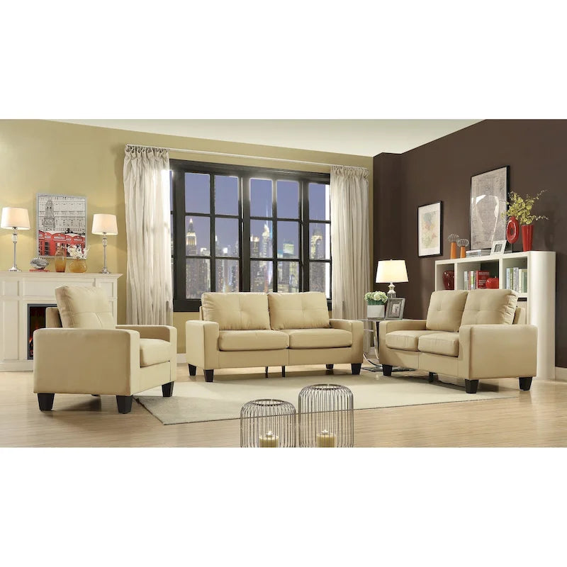 Divano lineare Newbury in similpelle con braccioli svasati - 32L x 71W x 36H