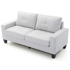 Divano lineare Newbury in similpelle con braccioli svasati - 32L x 71W x 36H