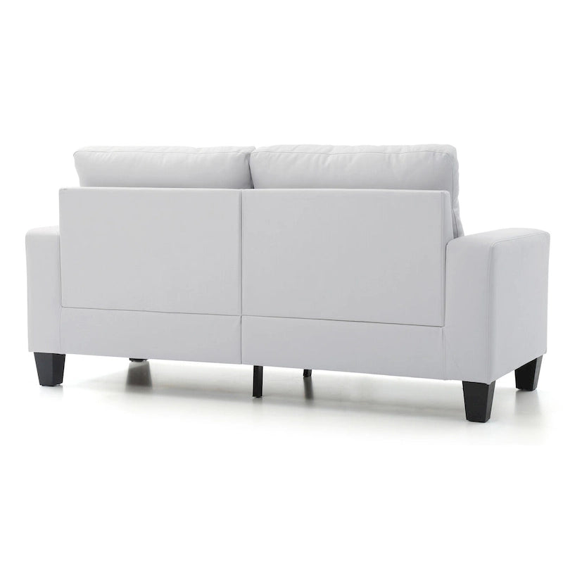 Divano lineare Newbury in similpelle con braccioli svasati - 32L x 71W x 36H