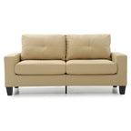 Divano lineare Newbury in similpelle con braccioli svasati - 32L x 71W x 36H