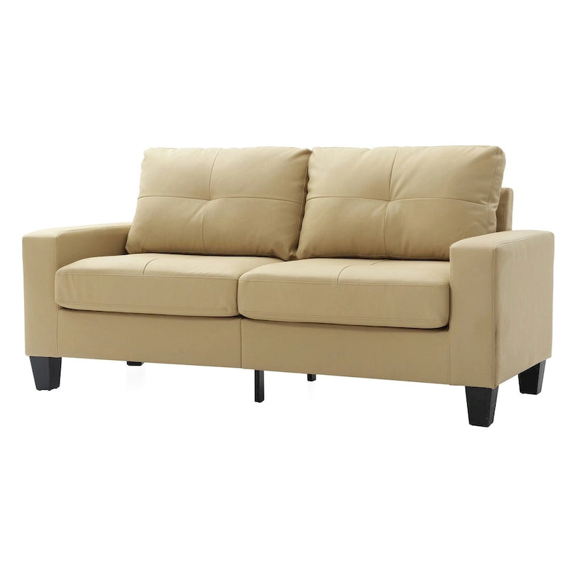 Divano lineare Newbury in similpelle con braccioli svasati - 32L x 71W x 36H