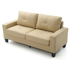 Divano lineare Newbury in similpelle con braccioli svasati - 32L x 71W x 36H