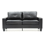 Divano lineare Newbury in similpelle con braccioli svasati - 32L x 71W x 36H
