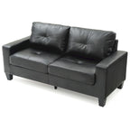 Divano lineare Newbury in similpelle con braccioli svasati - 32L x 71W x 36H