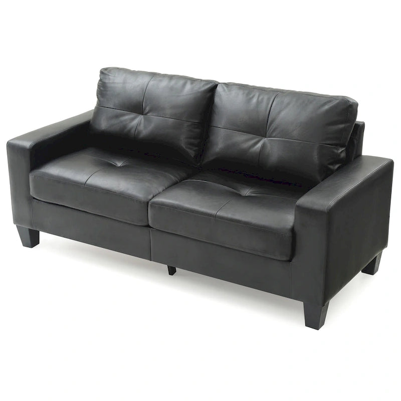 Divano lineare Newbury in similpelle con braccioli svasati - 32L x 71W x 36H