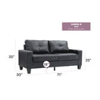 Divano lineare Newbury in similpelle con braccioli svasati - 32L x 71W x 36H