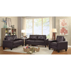 Divano lineare Newbury in similpelle con braccioli svasati - 32L x 71W x 36H