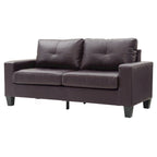 Divano lineare Newbury in similpelle con braccioli svasati - 32L x 71W x 36H