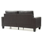 Divano lineare Newbury in similpelle con braccioli svasati - 32L x 71W x 36H