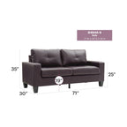 Divano lineare Newbury in similpelle con braccioli svasati - 32L x 71W x 36H