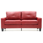Divano lineare Newbury in similpelle con braccioli svasati - 32L x 71W x 36H
