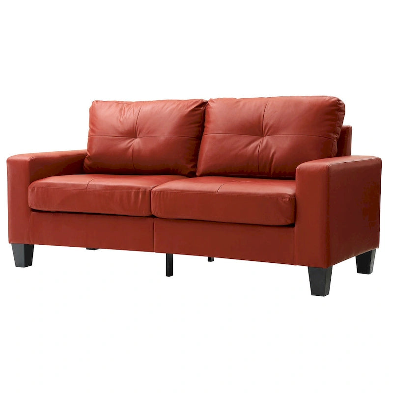Divano lineare Newbury in similpelle con braccioli svasati - 32L x 71W x 36H
