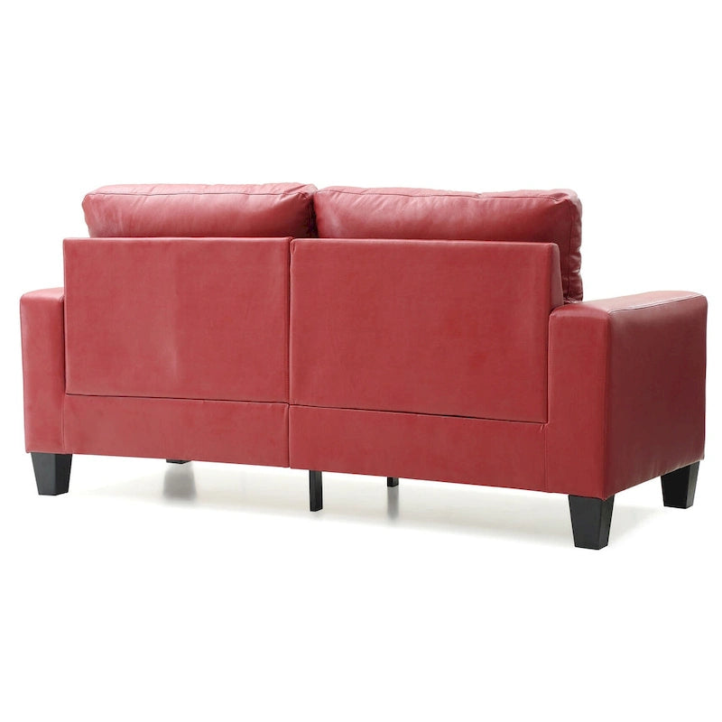 Divano lineare Newbury in similpelle con braccioli svasati - 32L x 71W x 36H